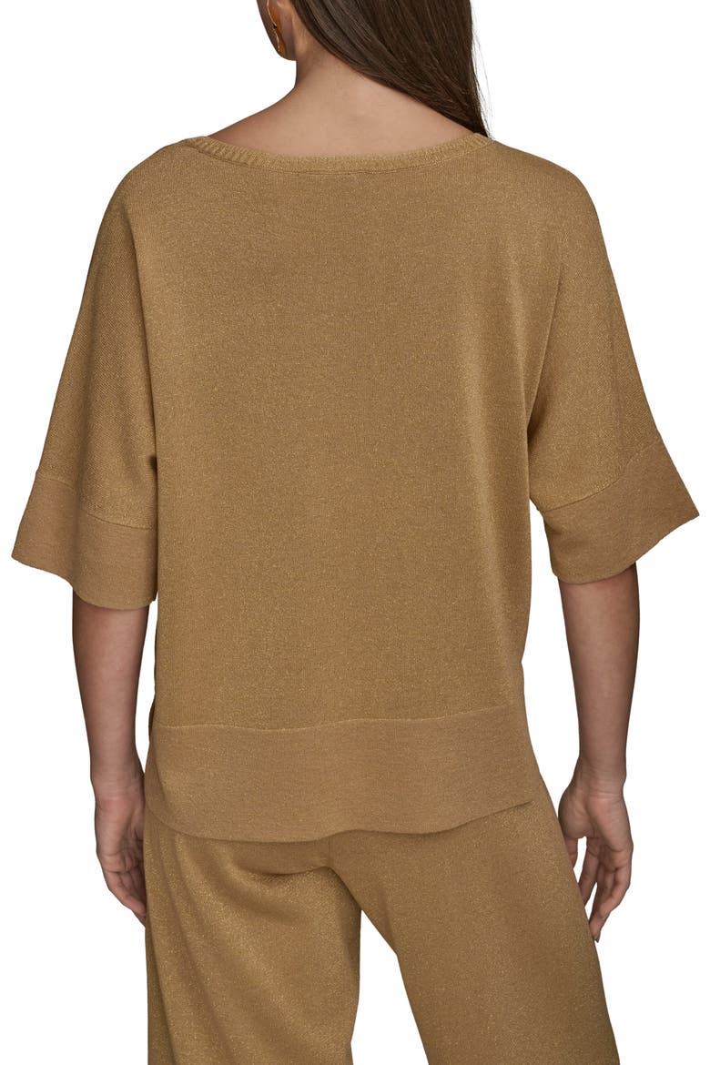Metallic Short Sleeve Sweater, Alternate, color, FAWN COMBO