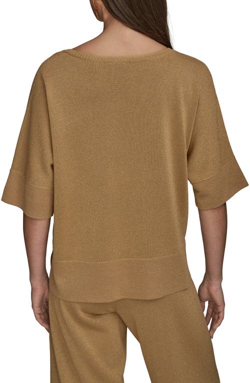 Shop Donna Karan New York Metallic Short Sleeve Sweater
