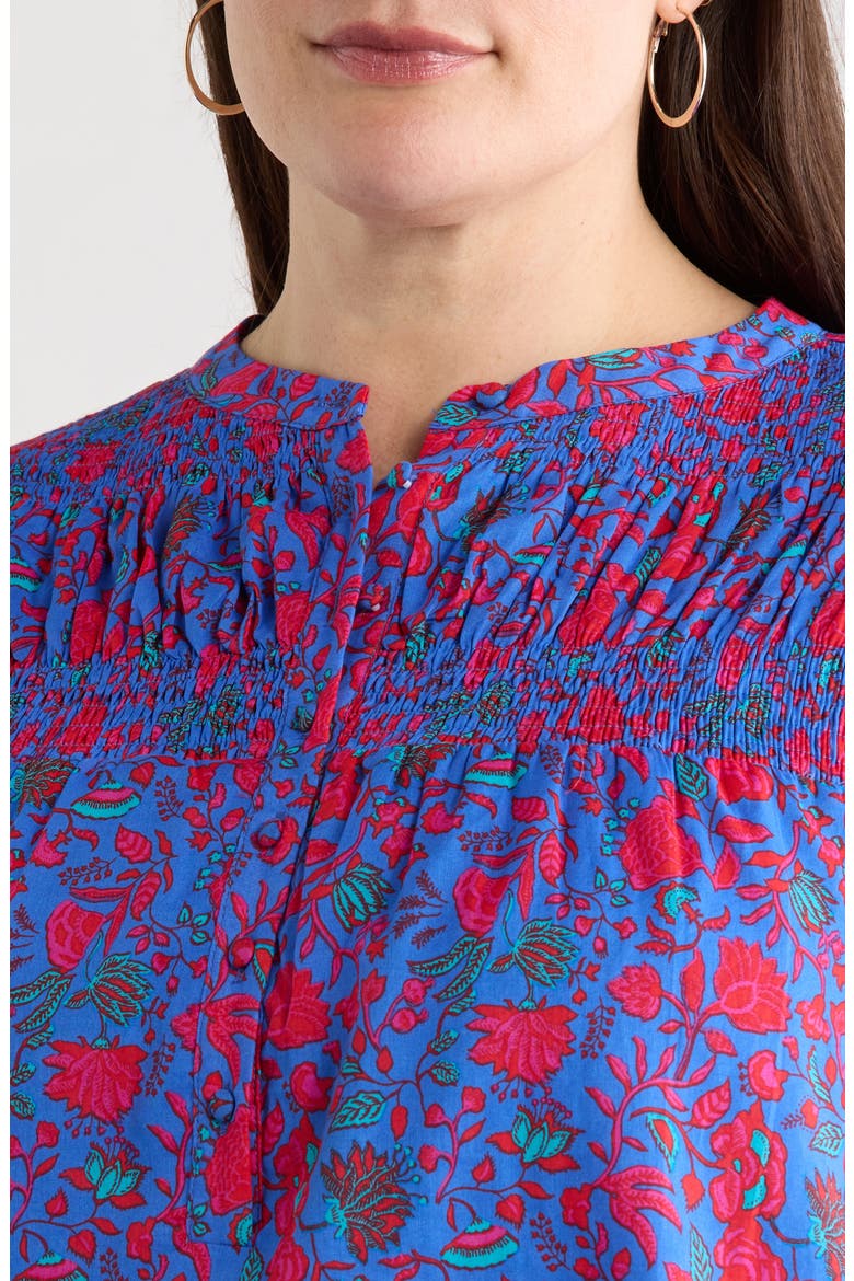 Tanya Floral Smocked Top, Alternate, color, BLUE-FUCHSIA