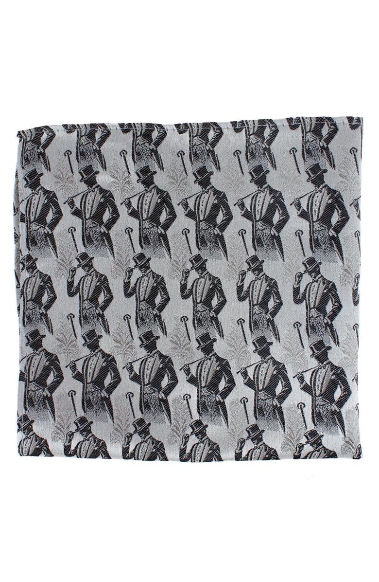 Trafalgar Ambrose Dapper Night 12x12 Silk Pocket Square, Alternate, color, Silver And Black
