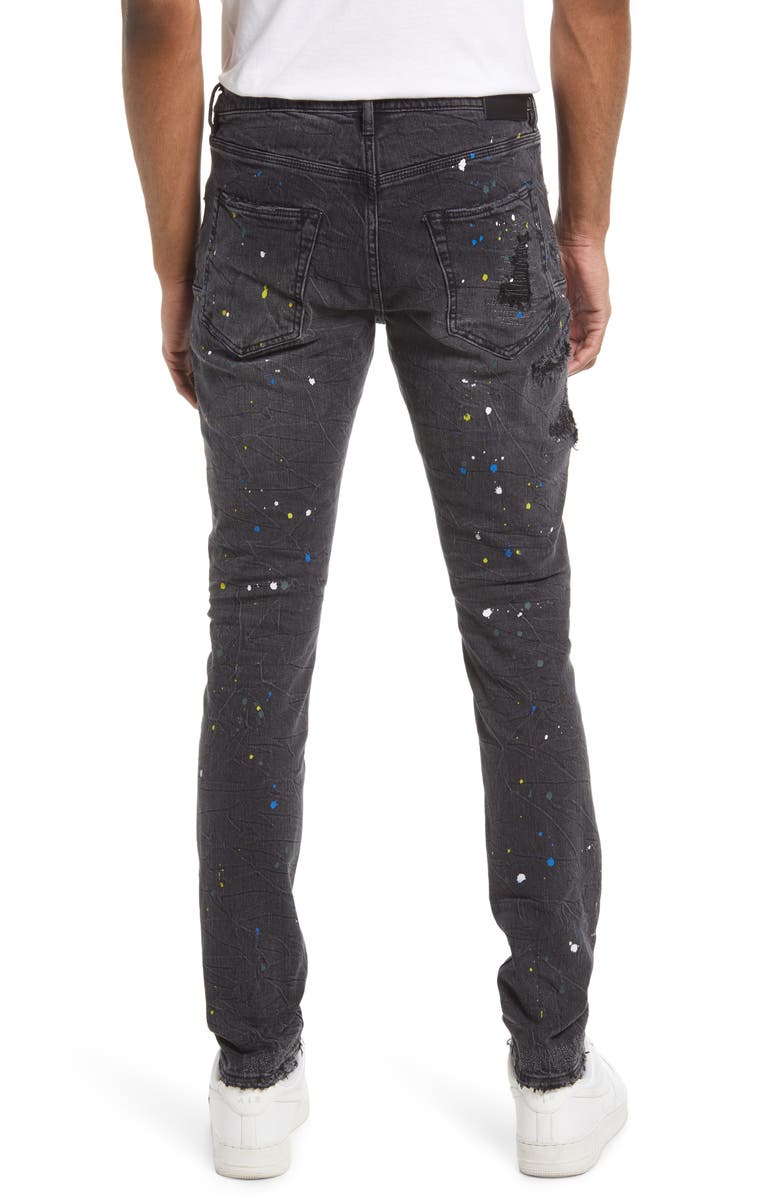 PURPLE BRAND PURPLE Paint Splatter Ripped Knee Skinny Jeans, Alternate, color, Black Reflective Repair W/Paint