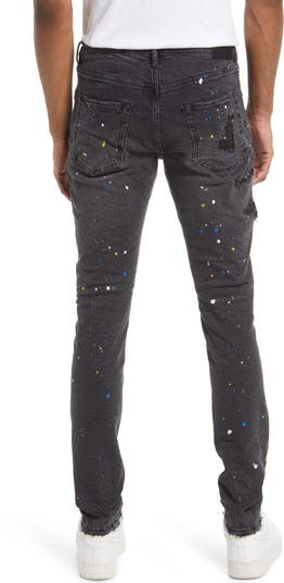 PURPLE BRAND PURPLE Paint Splatter Ripped Knee Skinny Jeans