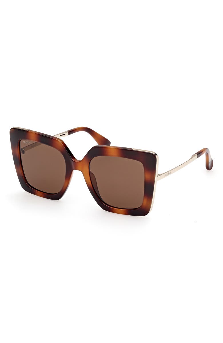 Max Mara Square Sunglasses, Alternate, color, Dark Havana / Brown
