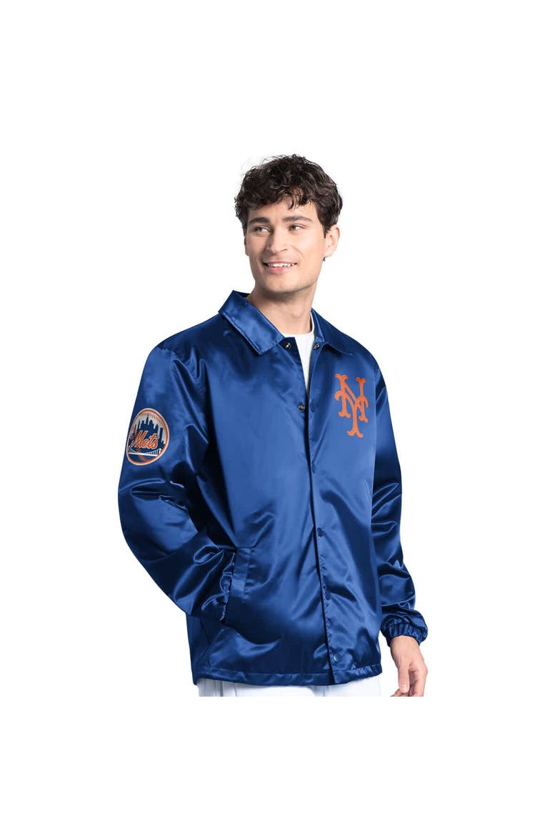 Men's Starter  Royal New York Mets Cooperstown Collection Point Man Full-Snap Coaches Jacket, Main, color, Royal