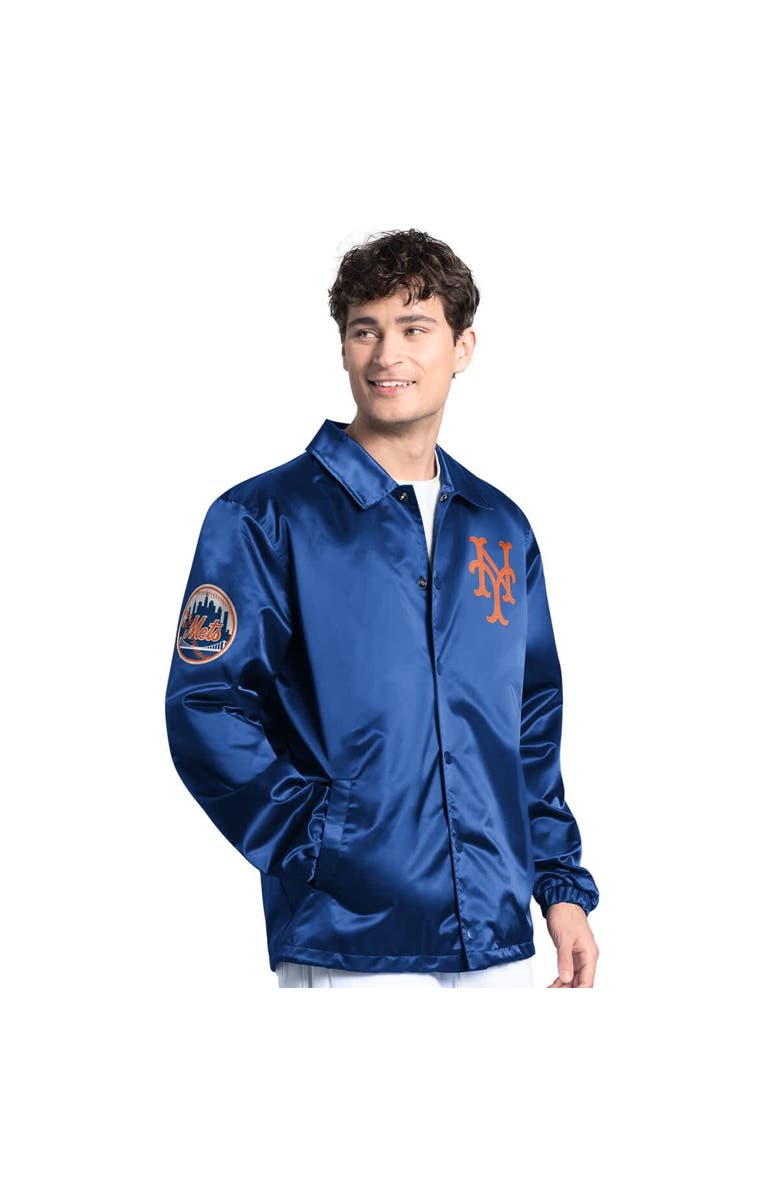 STARTER Men's Starter  Royal New York Mets Cooperstown Collection Point Man Full-Snap Coaches Jacket, Main, color, Royal