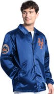 STARTER Men's Starter  Royal New York Mets Cooperstown Collection Point Man Full-Snap Coaches Jacket