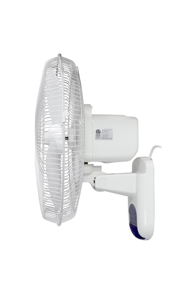 Vie Air 16 Inch 3 Speed Plastic Wall Fan with Remote Control, Alternate, color, White