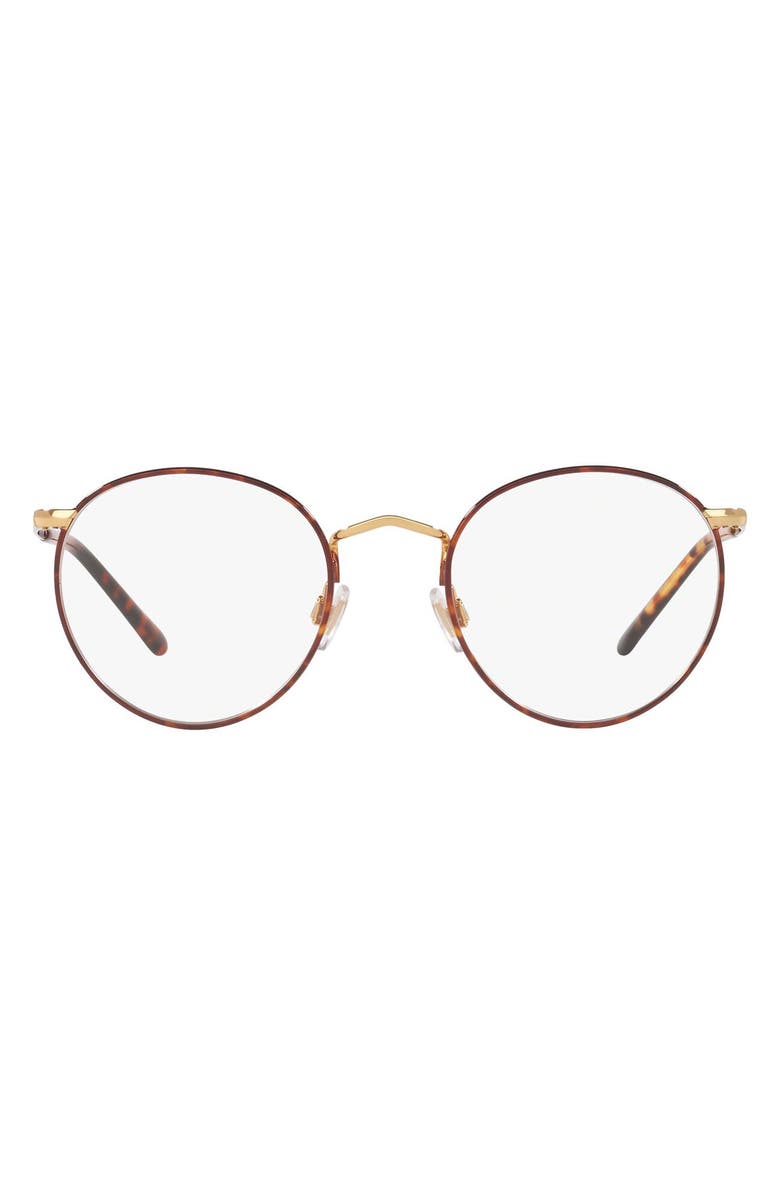 Polo Ralph Lauren 48mm Round Optical Glasses, Main, color, Gold Havana