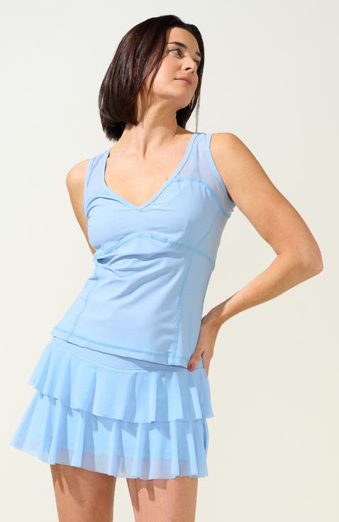 V-Neck Mesh-Strap Tank