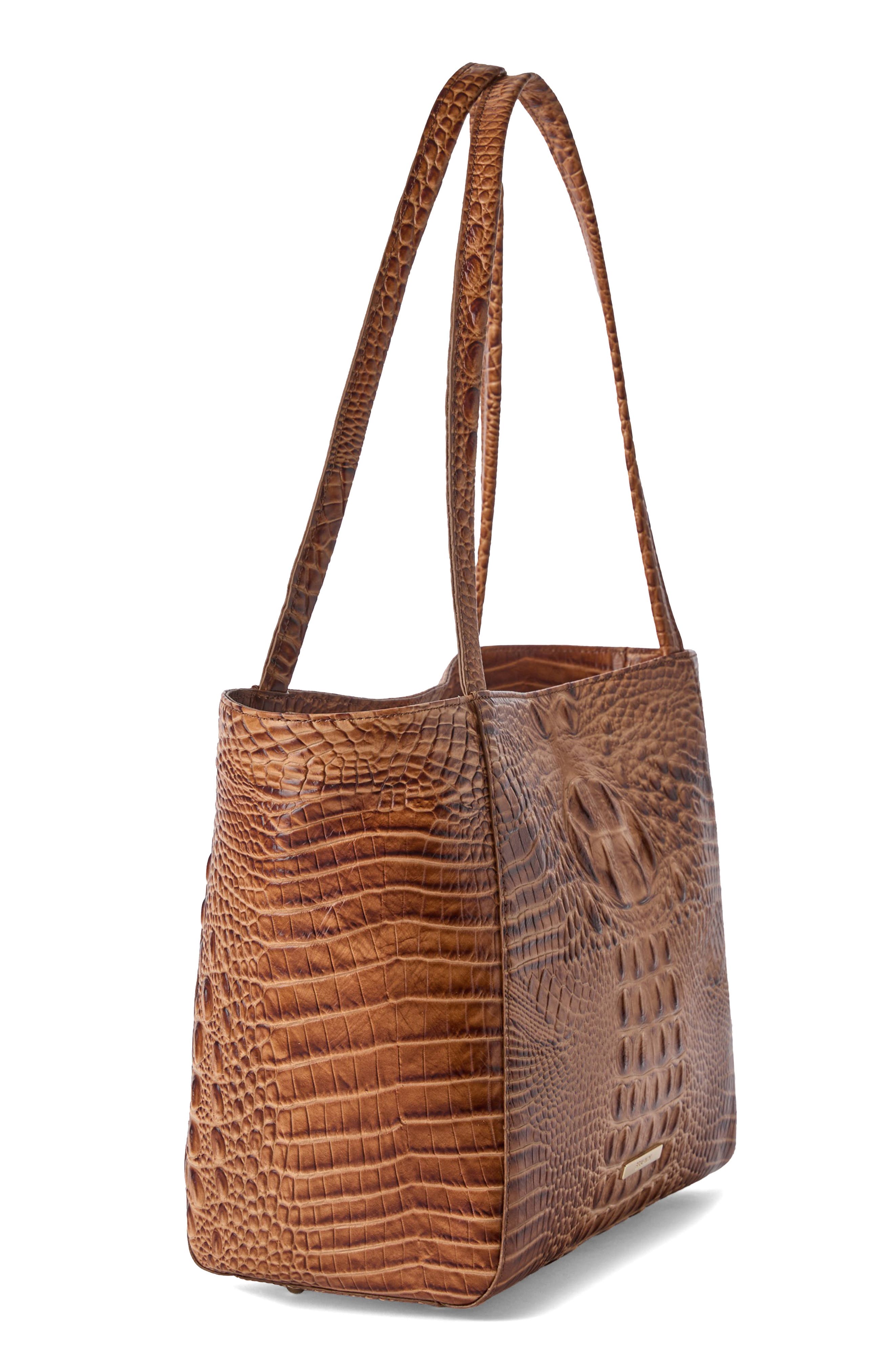 Brahmin Mona Croc Embossed Leather Tote, Alternate, color, Cinnamon