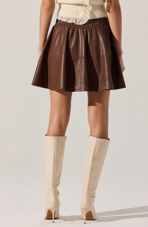 Astr The Label Chelsey Flare Faux Leather Miniskirt In Brown