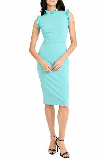 Ruffle Mock Neck Sheath Dress