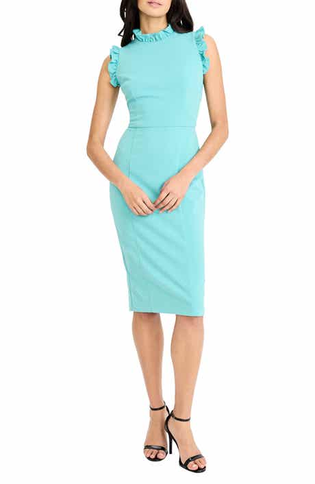 Maggy London Ruffle Mock Neck Sheath Dress