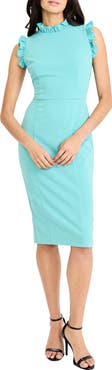 Maggy London Ruffle Mock Neck Sheath Dress