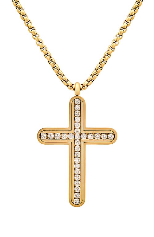 Hmy Jewelry 18k Gold Plated Stainless Steel Cubic Zirconia Cross Pendant Necklace In Gold