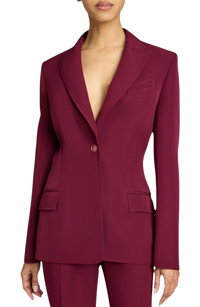 Santorelli JESS Single Button Peak Lapel Jacket with Seam Detail in Soft Stretch Crepe, Main, color,