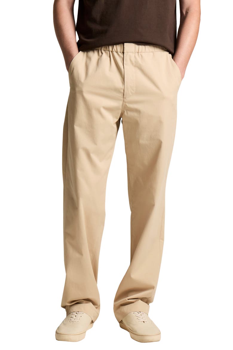 Louie Easy Elastic Waist Cotton Pants, Main, color, BEIGE