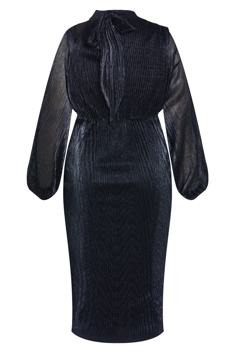 Jaylee Metallic Long Sleeve Sheath Dress, Alternate, color, MIDNIGHT