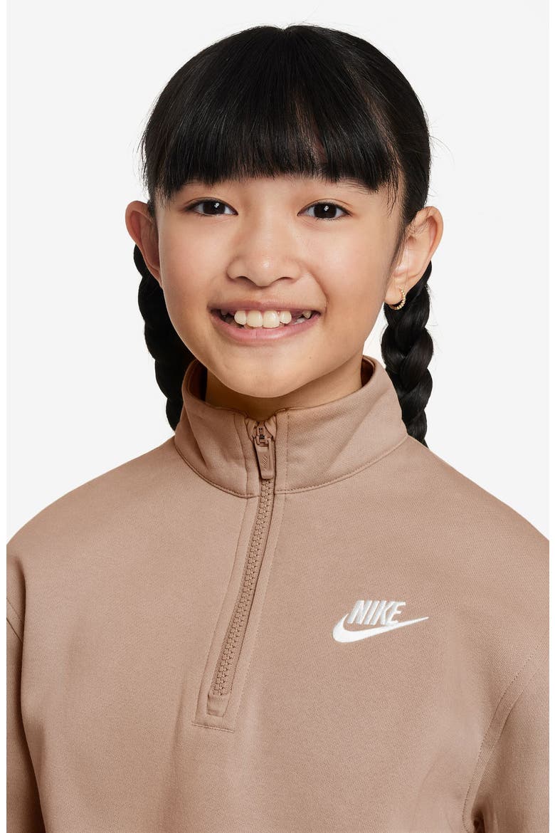 Kids' Sportswear Club Fleece Quarter Zip Pullover, Alternate, color, 200 HEMP/WHITE