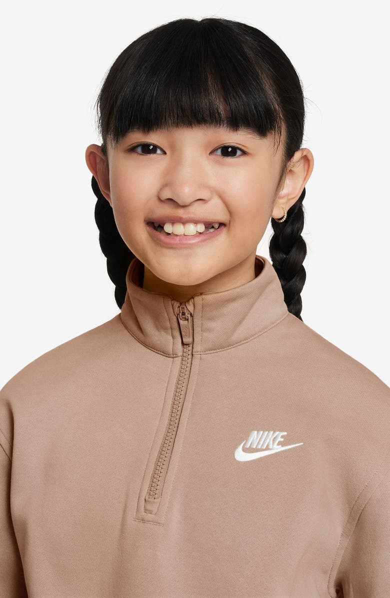 Nike Kids' Sportswear Club Fleece Quarter Zip Pullover, Alternate, color, 200 Hemp/White