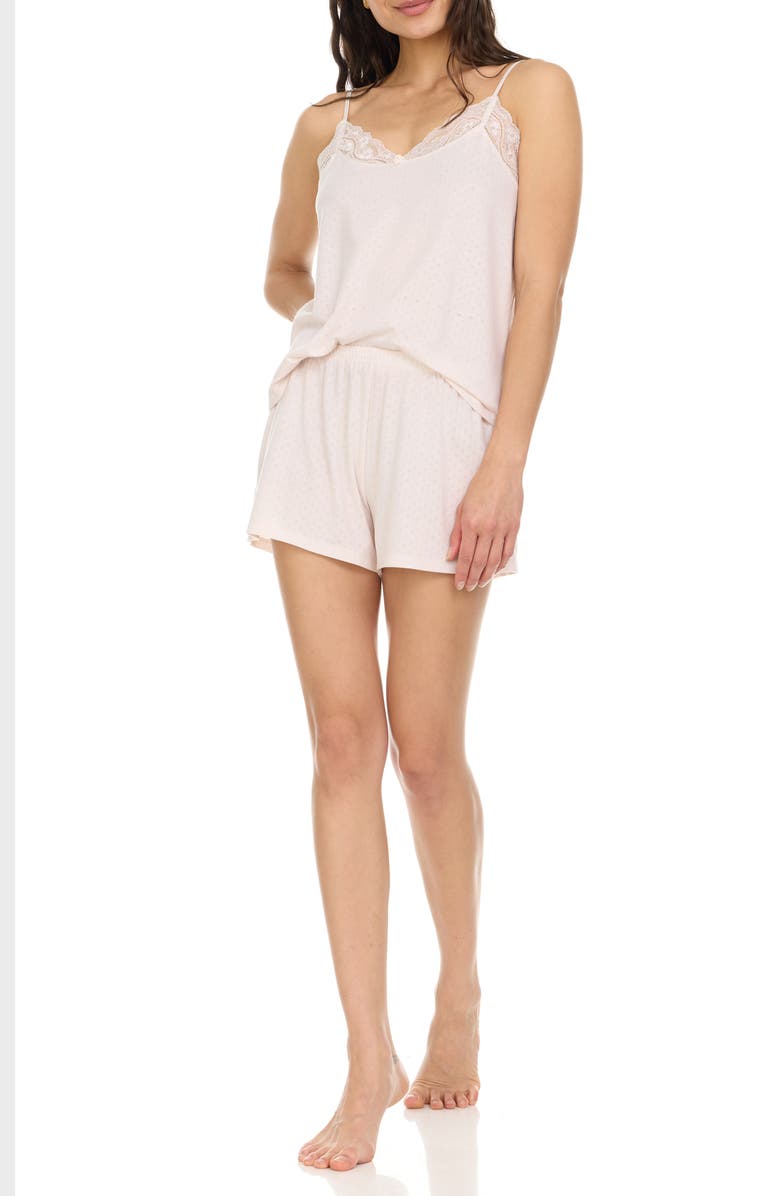 Flora By Flora Nikrooz Brittany Short Pointelle Knit Pajamas, Alternate, color, Beige