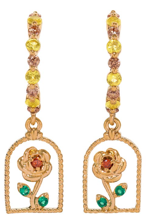 x Disney Belle Rose Hoop Earrings