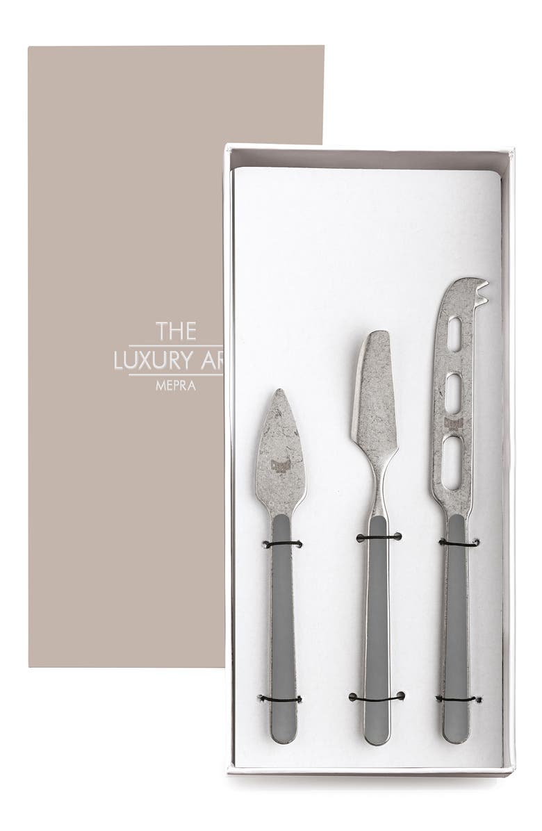 Mepra Fantasia Pewter Cheese Knives - 3 Pieces, Main, color, Vicuna