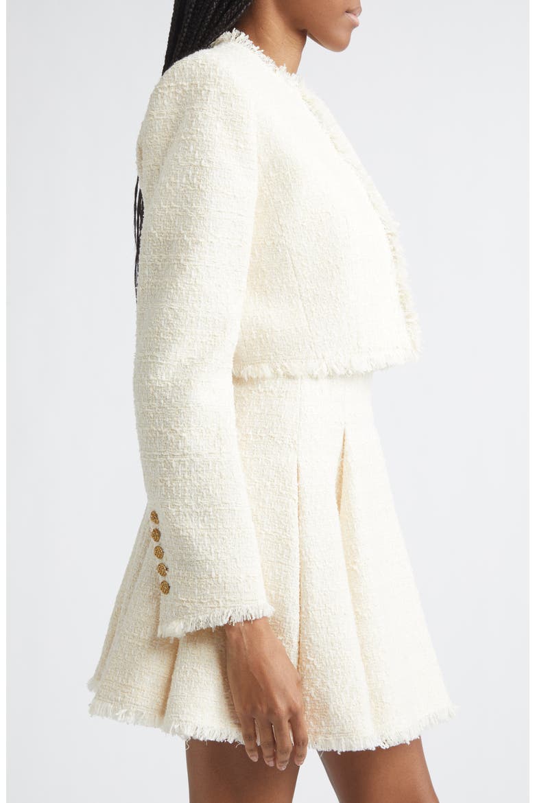 Crop Tweed Spencer Jacket, Alternate, color, 0FA WHITE