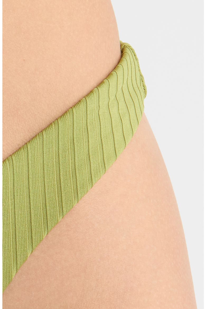 Premium Surf High Leg Rib Bikini Bottoms, Alternate, color, GREEN OLIVE