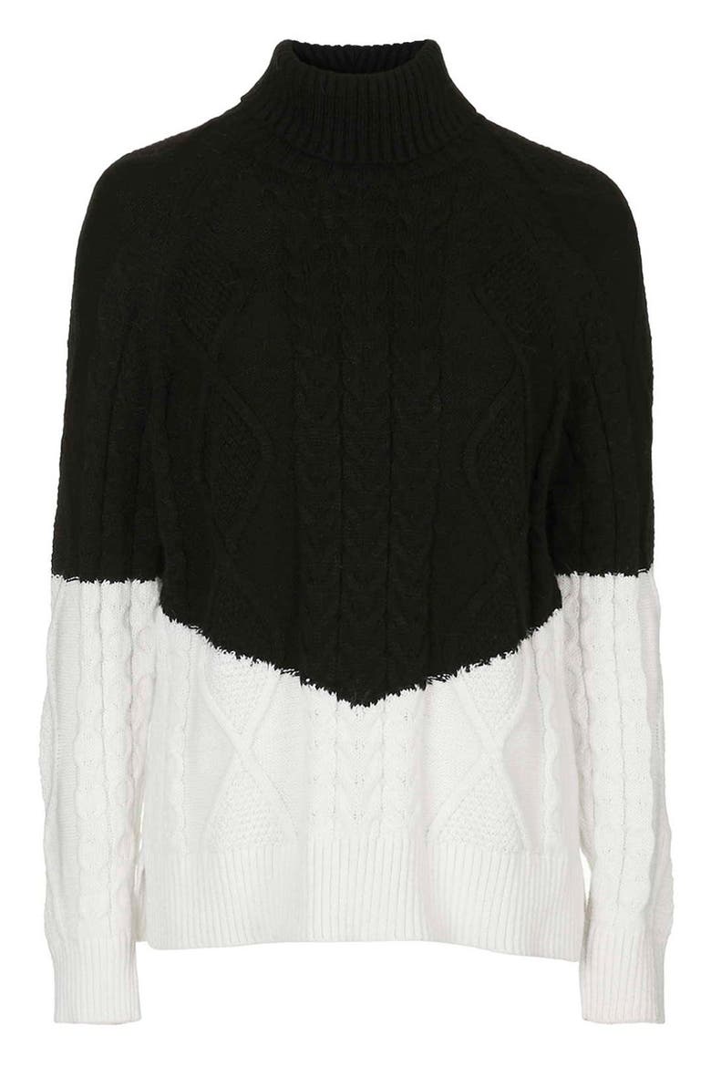 Colorblock Cable Knit Sweater, Alternate, color, GREY