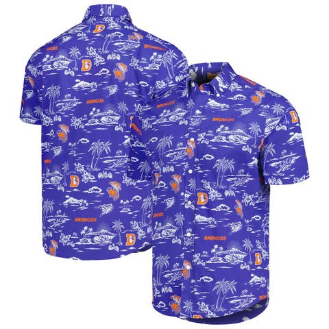 Men's Reyn Spooner Royal Denver Broncos Throwback Kekai Print Button-Up Shirt