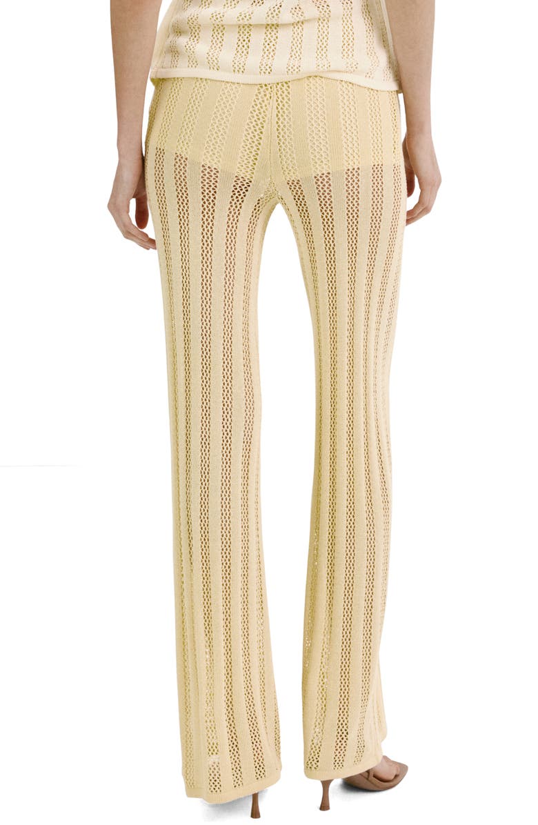 MANGO Open Knit Wide Leg Pants, Alternate, color, Pastel Yellow