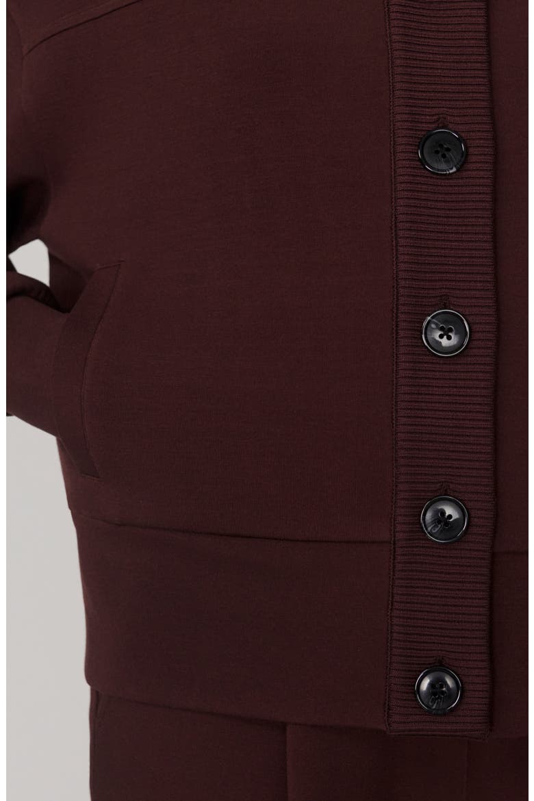 Olwen Sweatshirt Cardigan, Alternate, color, DEEP MAHOGANY