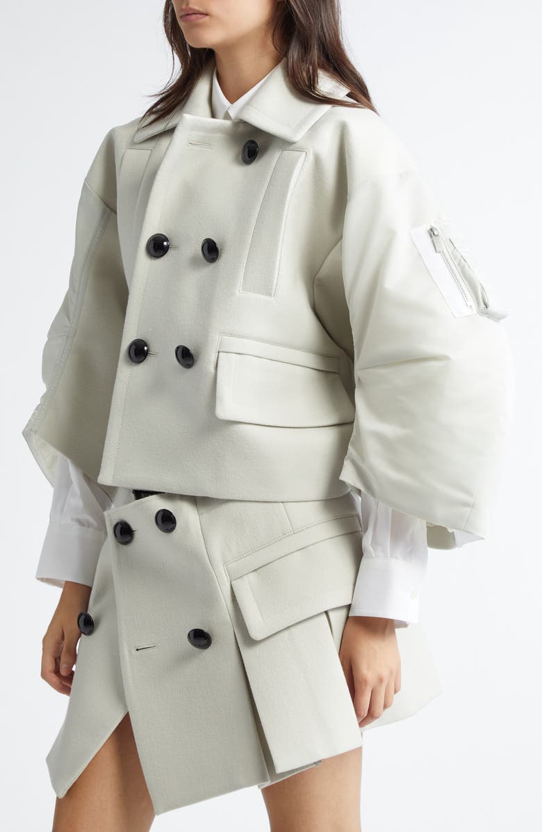 Sacai Wool & Nylon Mixed Media Jacket, Alternate, color, 