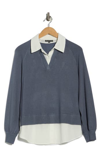 Joseph A Layered Collared Sweater In Black