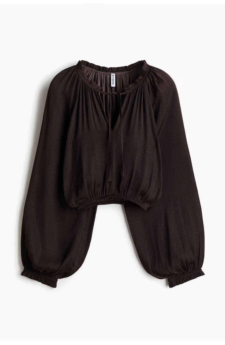 H&M Balloon-sleeved Blouse, Main, color, Dark Brown