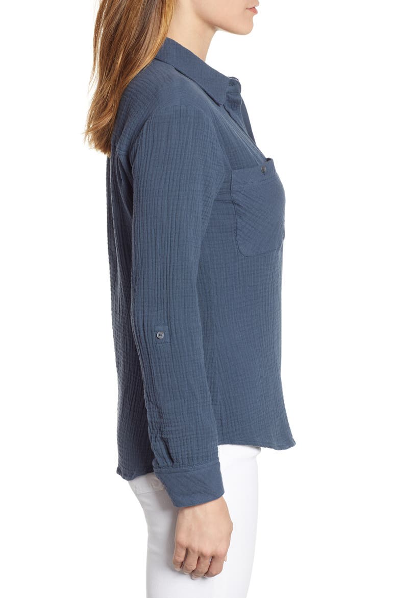 Patch Pocket Gauze Top, Alternate, color, MIDNIGHT SKY