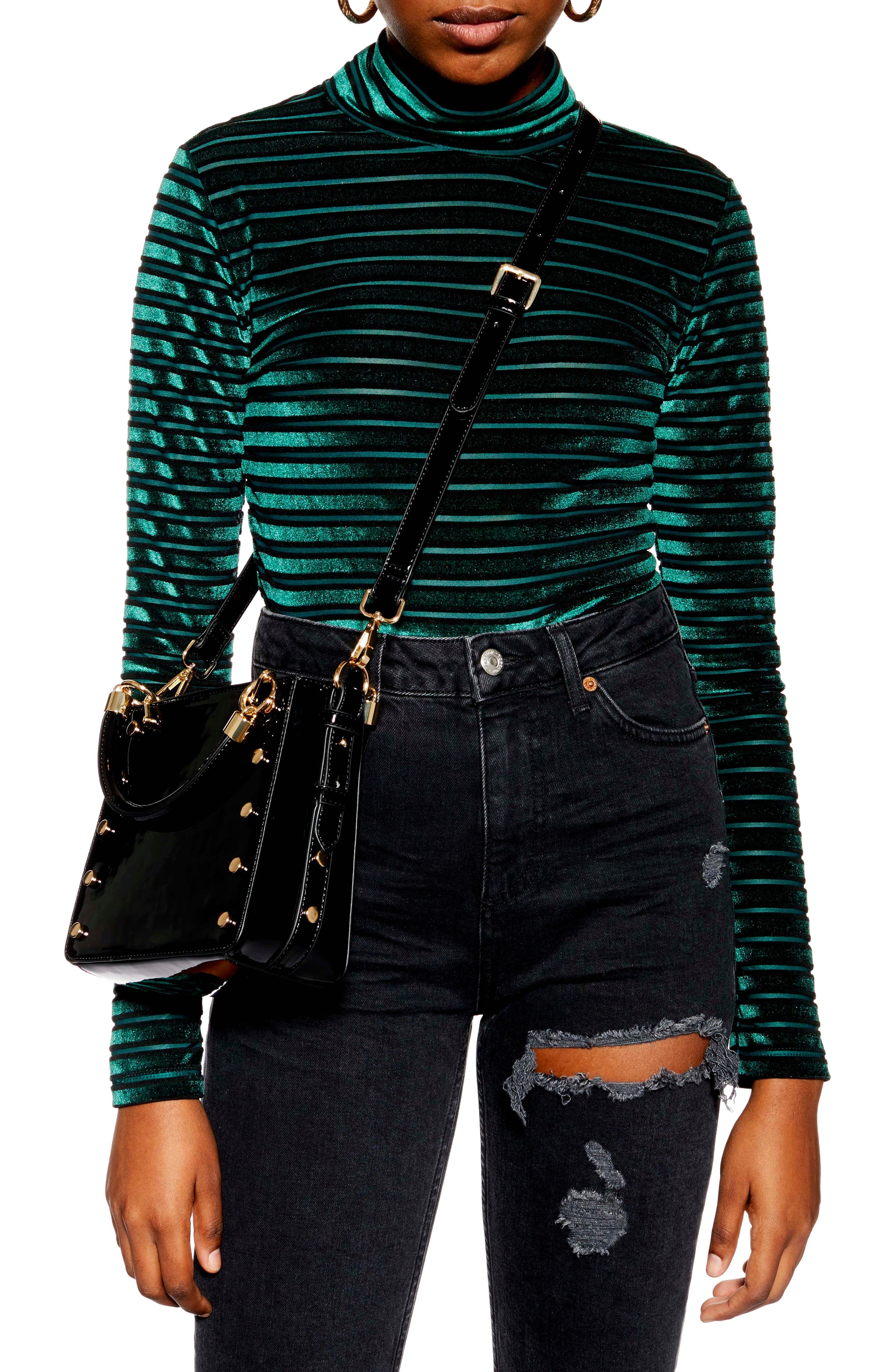 Topshop Courtney Studded Crossbody Bag, Alternate, color, 