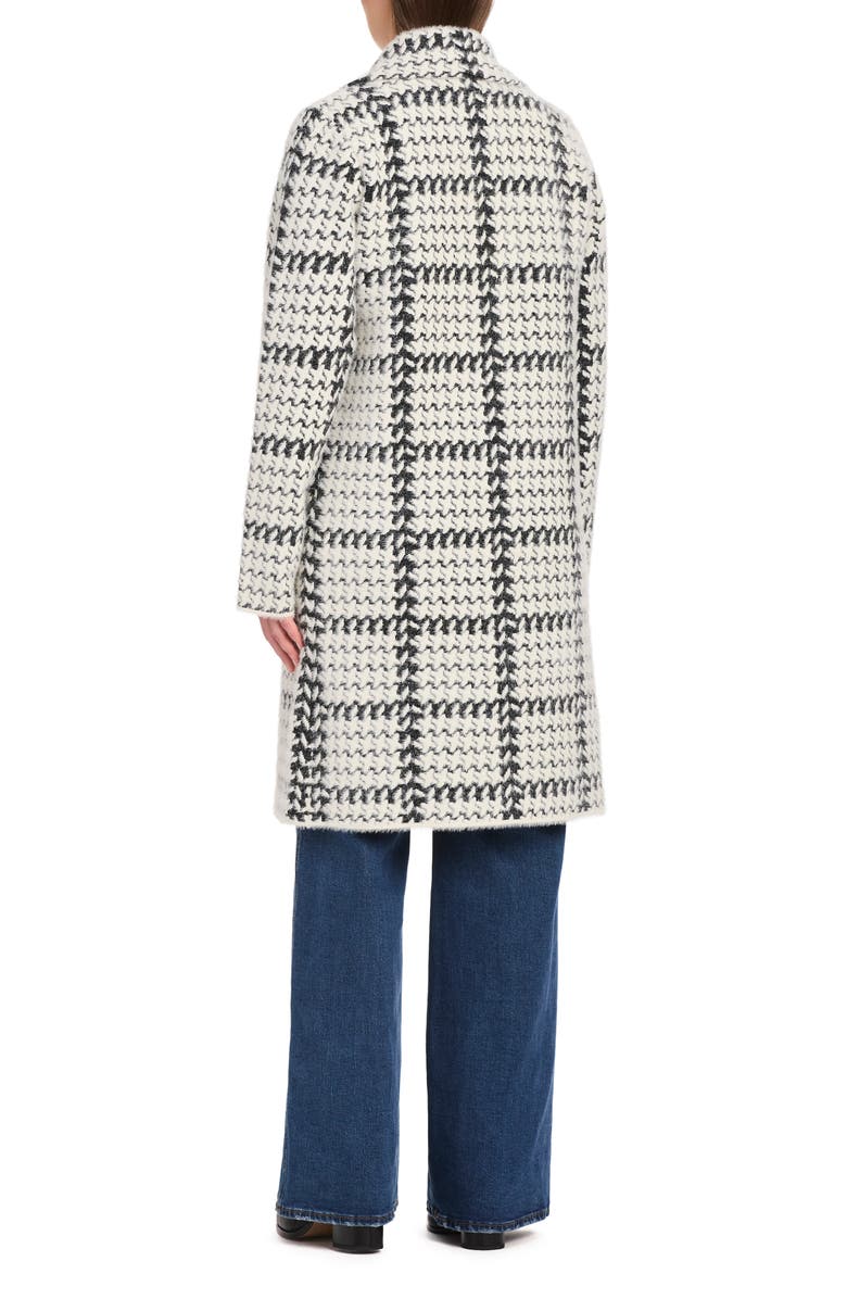 Vince Camuto Plaid Knit Coat, Alternate, color, Black And White Plaid