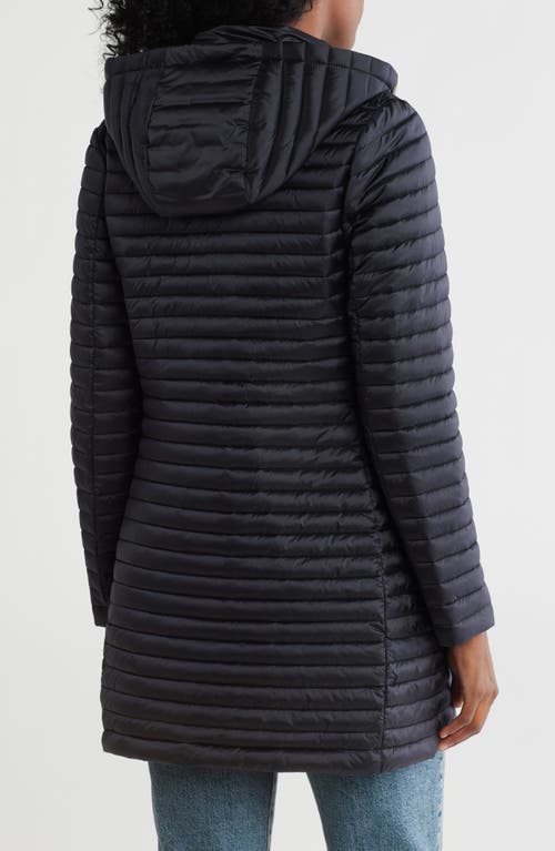 Save The Duck Chiara Hooded Shiny Long Puffer Jacket In Black