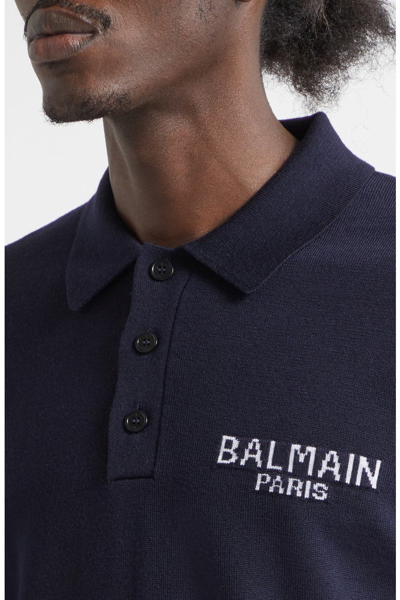 Paris Intarsia Merino Wool Polo, Alternate, color, NAVY/ NATURAL