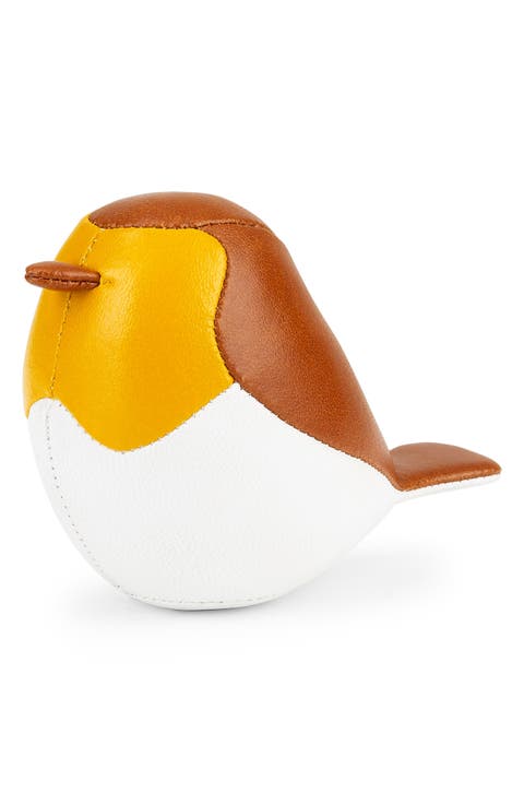 Mini Bird Robin Faux Leather Paperweight