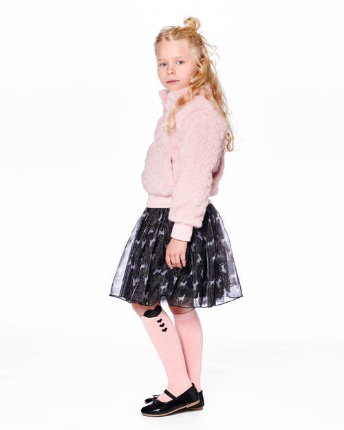 Deux Par Deux Organza And Mesh Skirt With Unicorn In Black