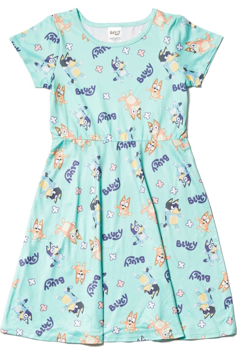 2-Pack Skater Dresses, Alternate, color, Pink Aqua Bluey Bingo
