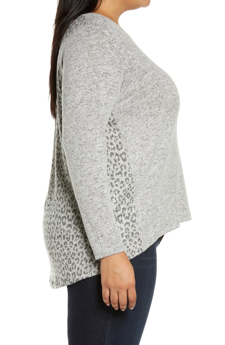 Bobeau Marled Front Patterned Back Top, Alternate, color, 