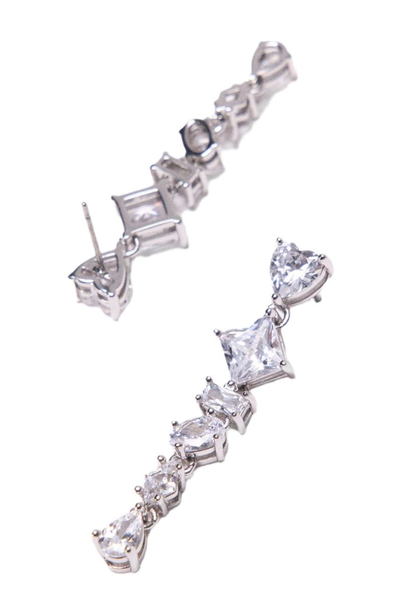 maje Rhinestone heart earrings, Alternate, color, Cristal