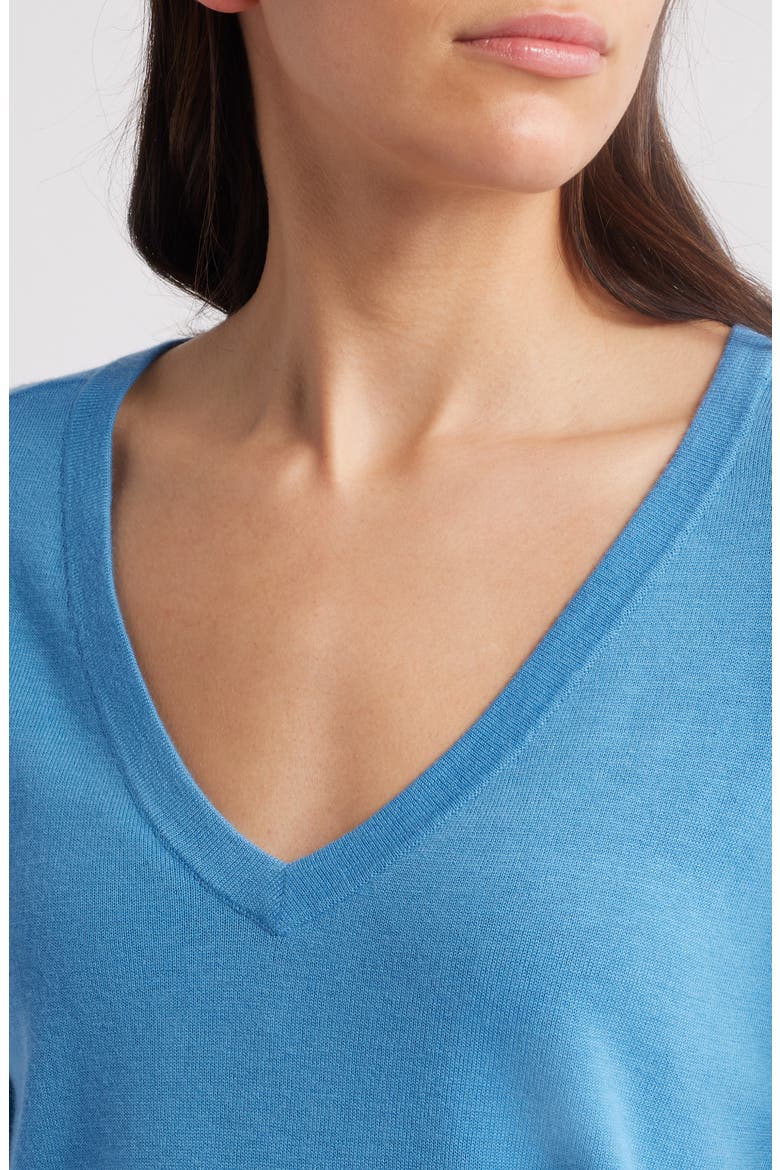 Relaxed V-Neck Sweater, Alternate, color, BLUE PARISIAN