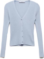 MANGO Rib V-Neck Cardigan