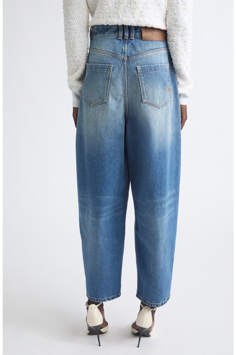 Pleated Barrel Leg Jeans, Alternate, color, 6FF BLUE