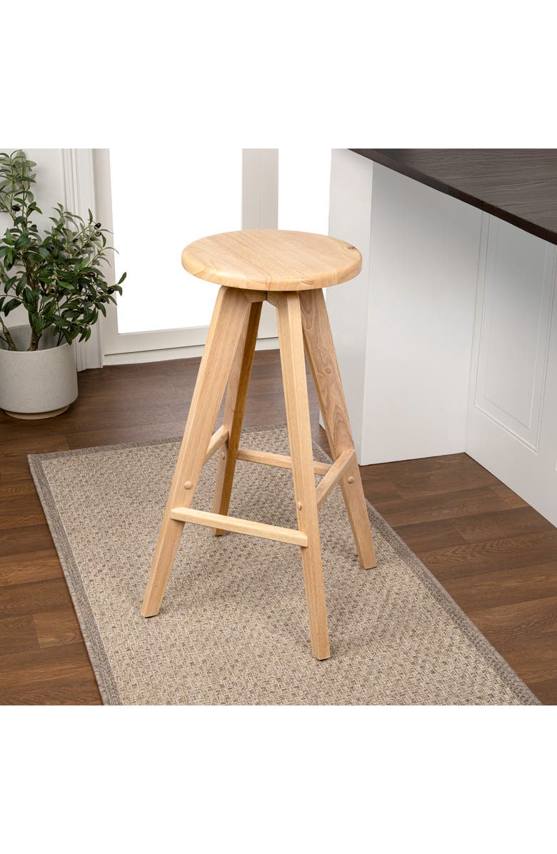 JONATHAN Y Ceren MidCentury Round Solid Wood Backless Bar Stool, Alternate, color, Natural (25.5" Counter Stool)